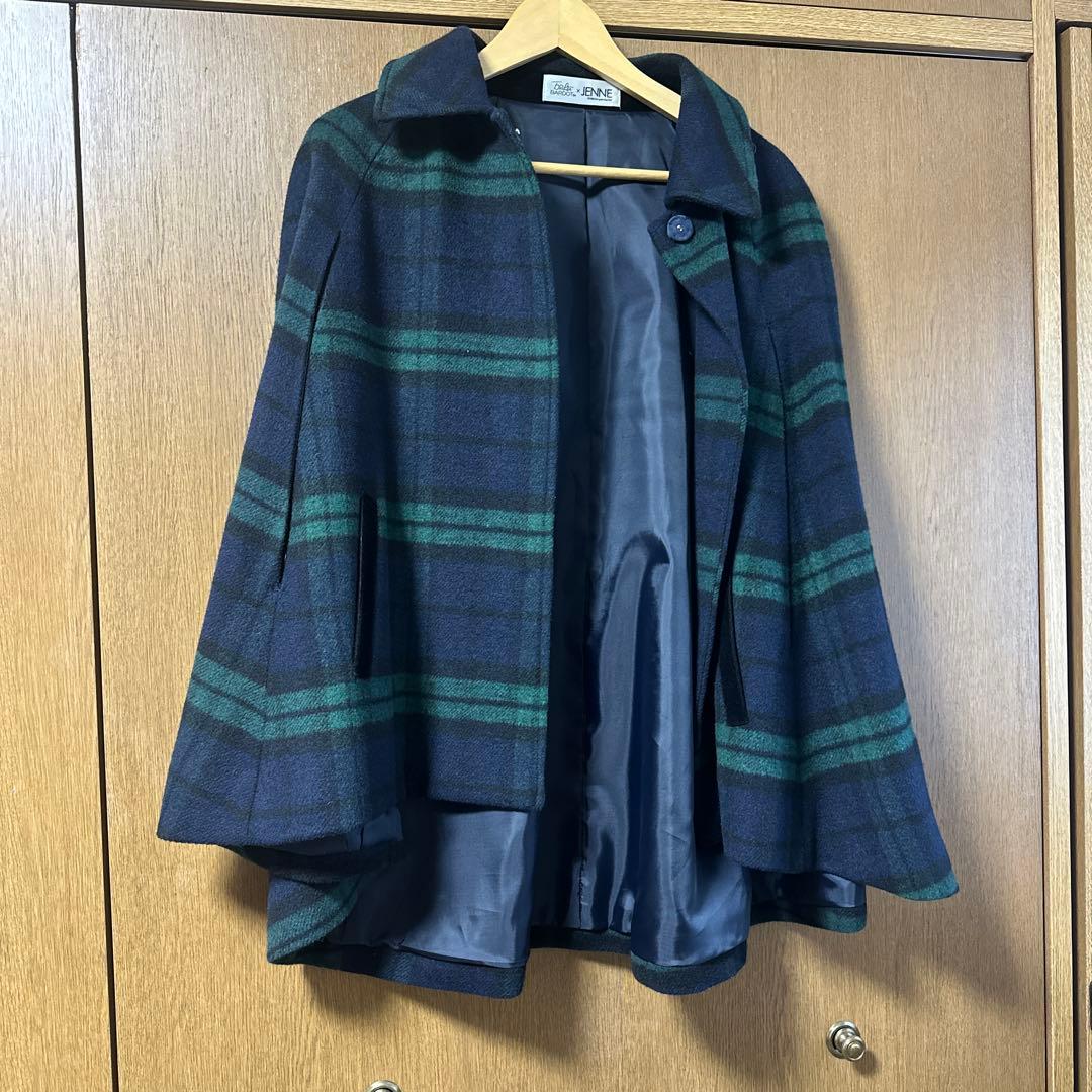 JENNE × BB. チェック柄 ケープ コート ジェンヌ ブリジットバルドー