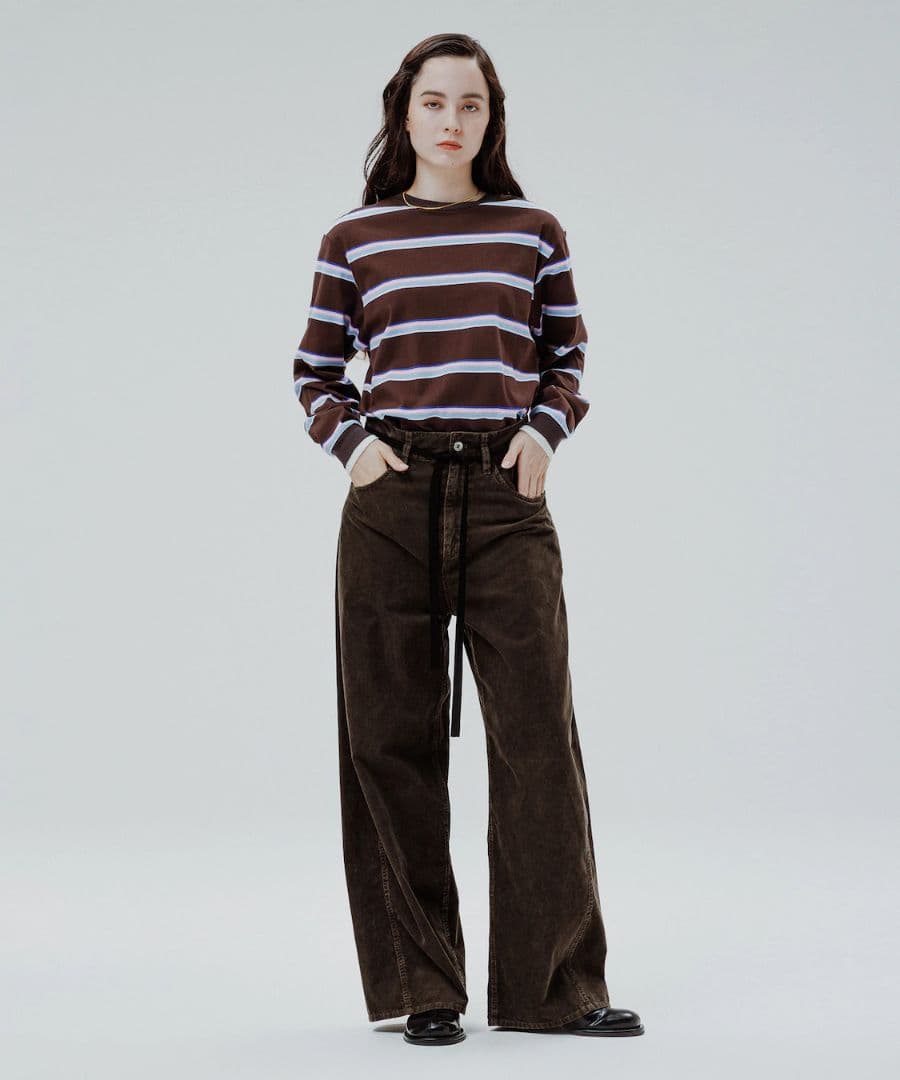 【新品】アダムエロペ　ガーメントダイコーデュロイパンツ　ブラウン ADAM ET ROPE'（アダムエロペ） 【新色追加】ガーメントダイ