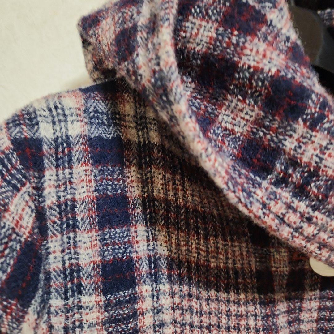 コットンハウスアヤ コート アウター チェック ナチュラル 日本製 M