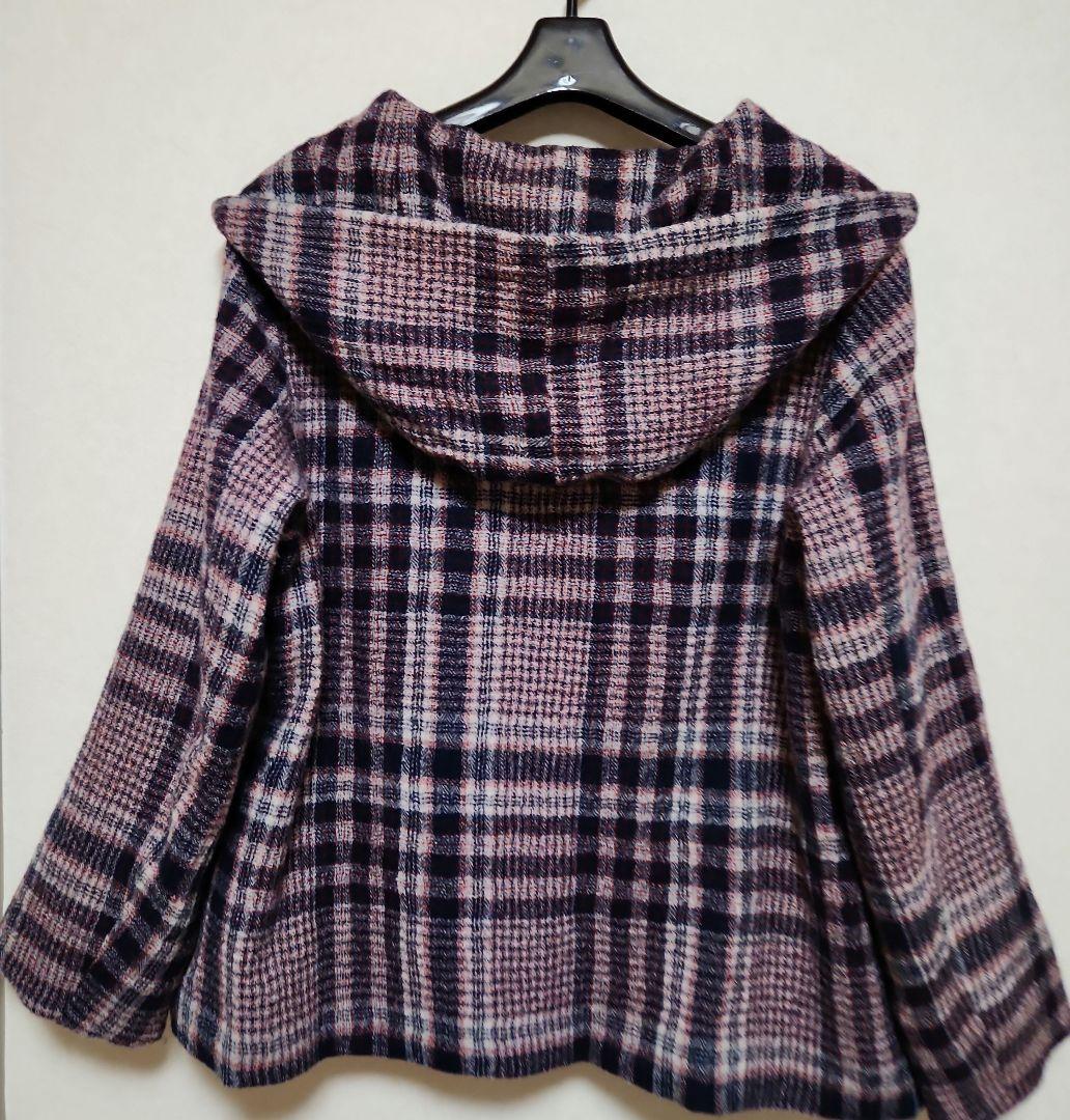 コットンハウスアヤ コート アウター チェック ナチュラル 日本製 M