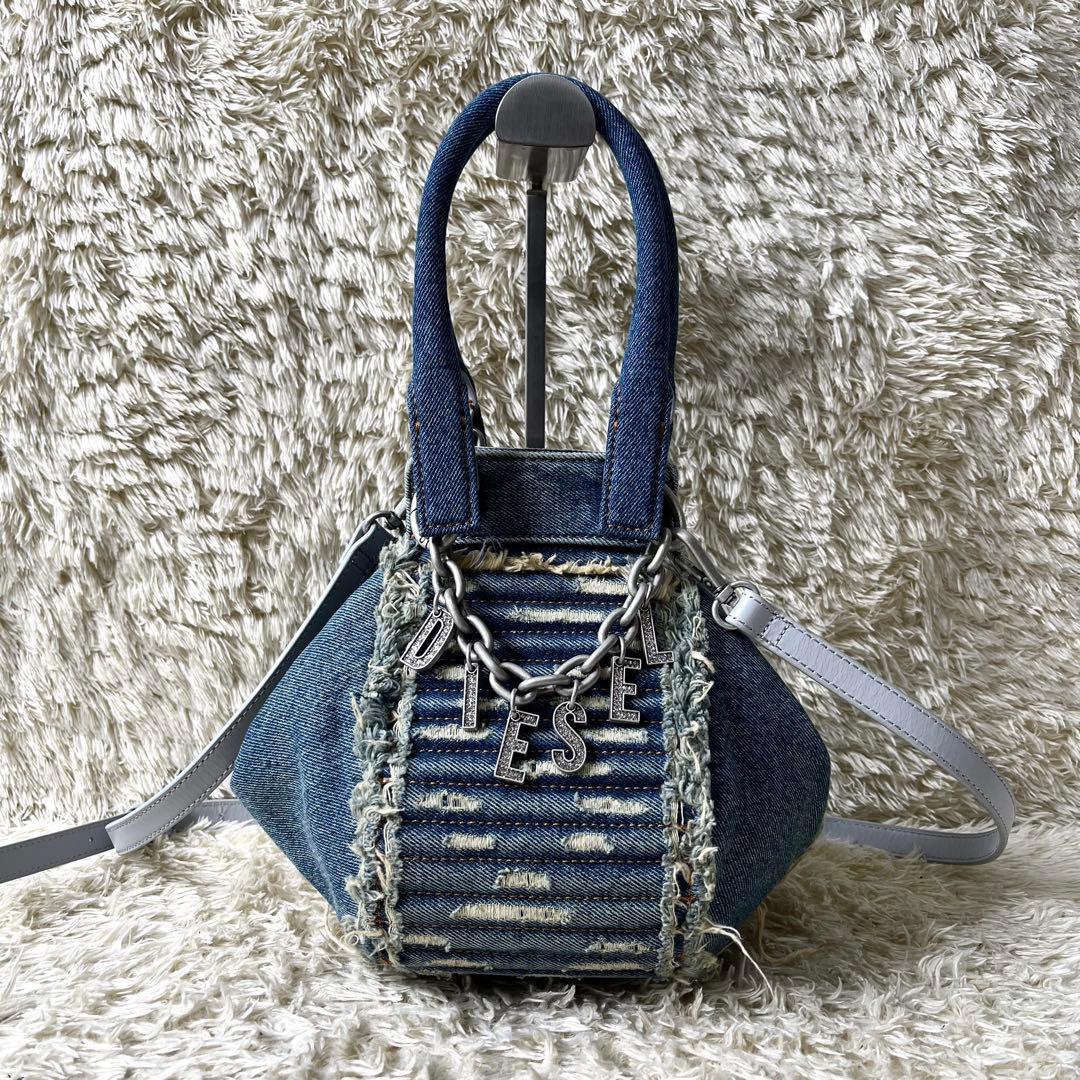 ディーゼル デニム 2way ショルダーバッグ インディゴ ロゴ金具 近年