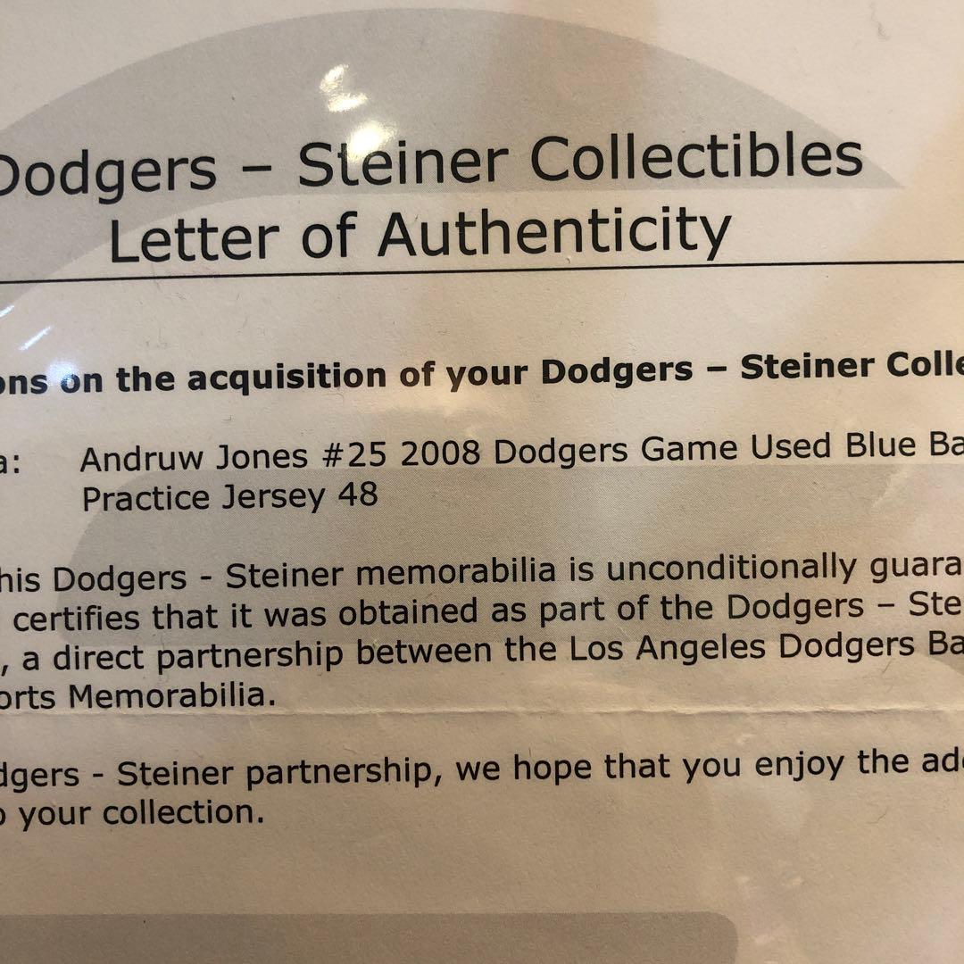 12月SALE】MLB ドジャース アンドリュー・ジョーンズ 実使用 ジャージ