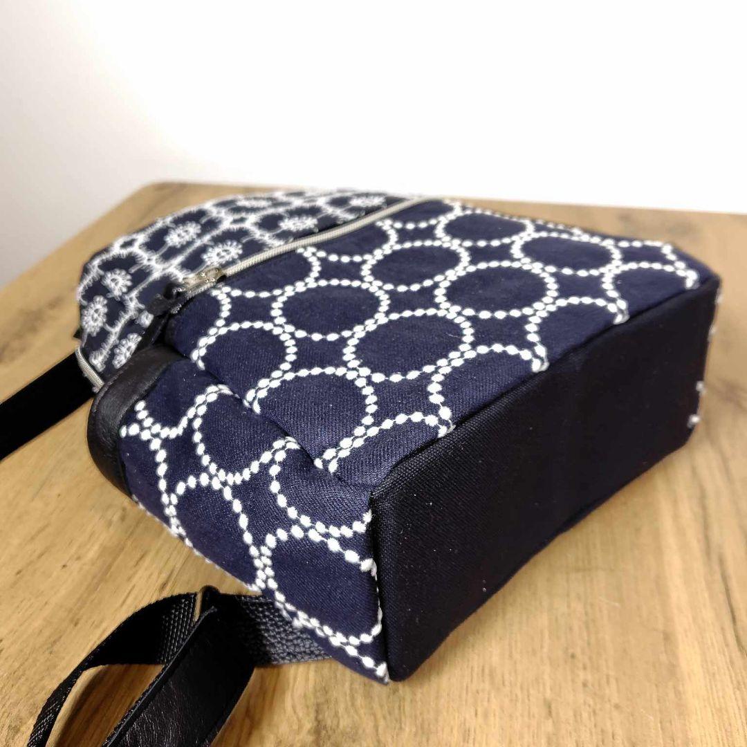 専用】/タンバリンネイビー×アネモネ/ボストン型トートリュック本革黒