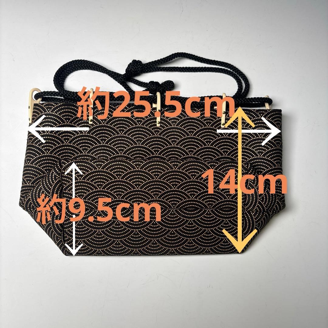 印傳屋 巾着袋 信玄袋 鶴銀杏と青海波文 甲州印伝 鹿