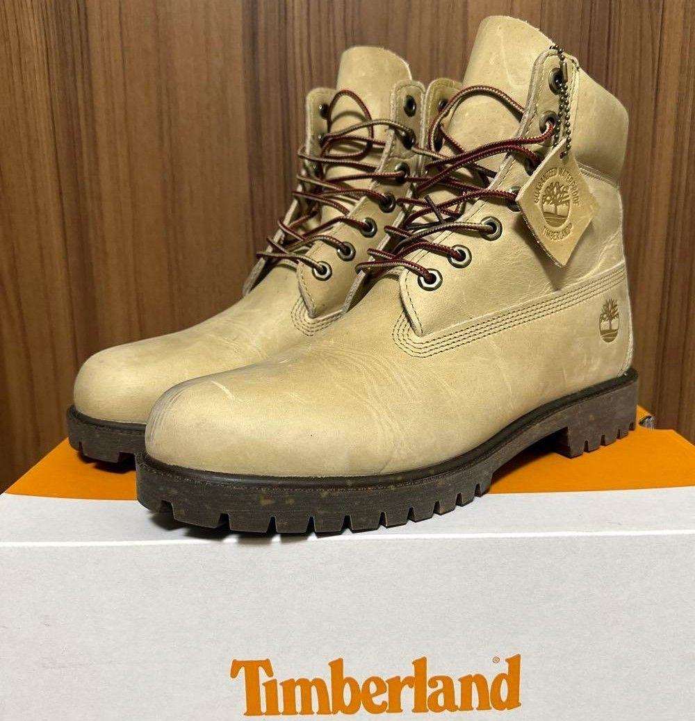 Timberland 防水ベージュレザーブーツ - メルカリ