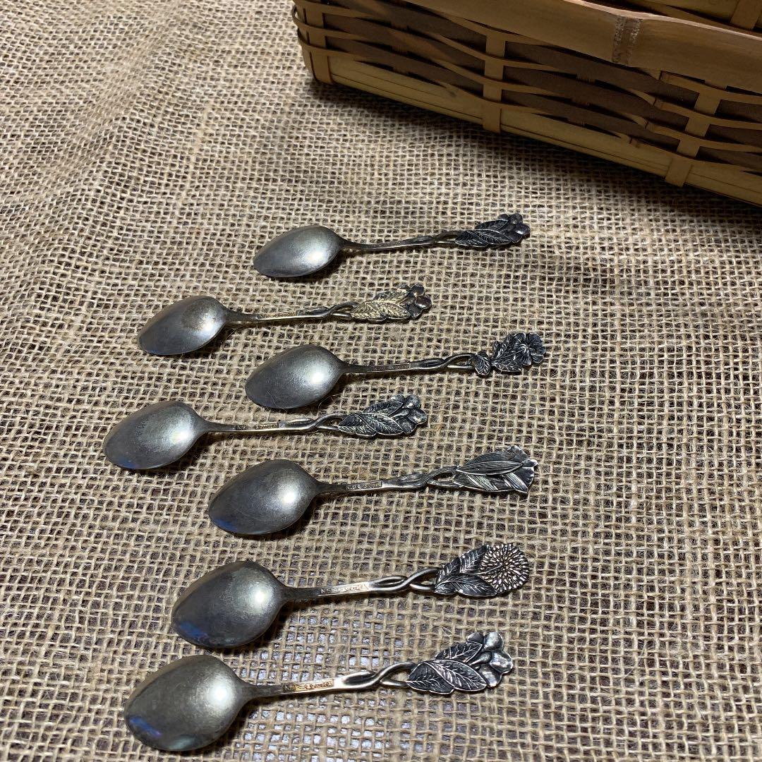 アンティーク N.S AZUMA 花 ティースプーン 7本 - メルカリ