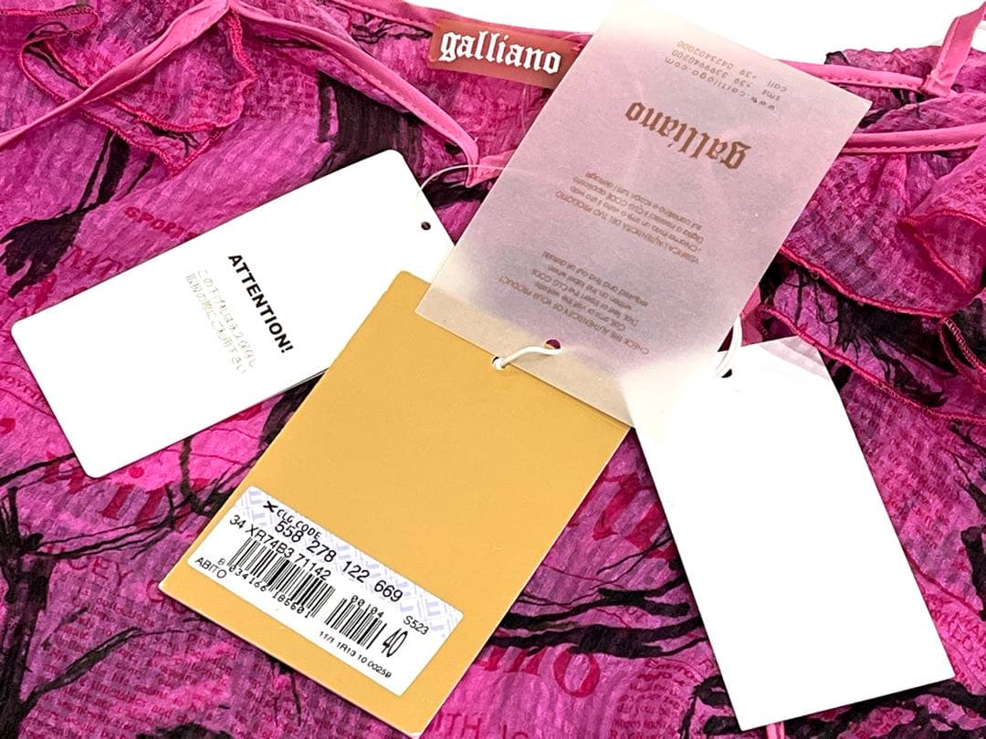 h832 新品 希少 ジョンガリアーノ プリント フリル キャミソール イタリア