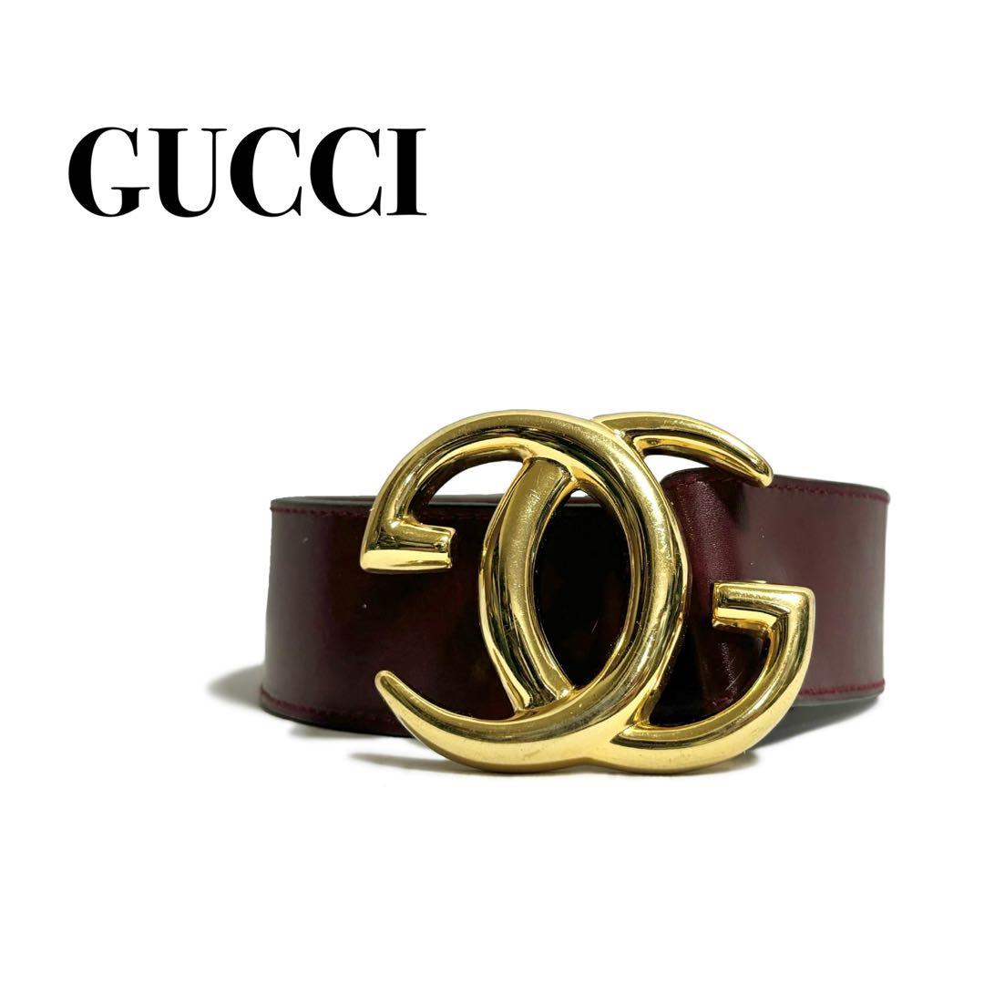 希少品 オールドグッチ GUCCI レザー ロゴ ベルト ヴィンテージ グッチ