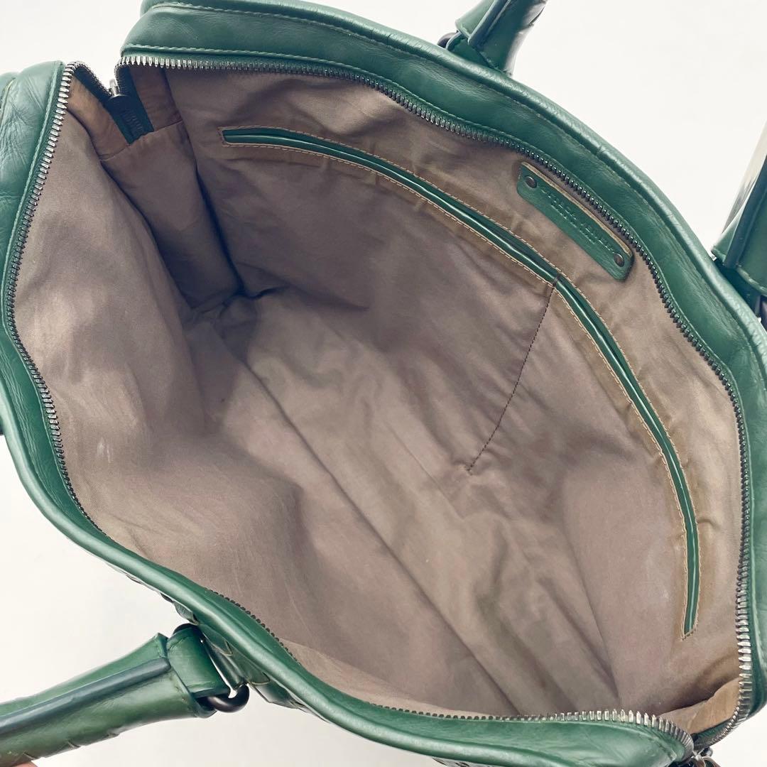 美品】ボッテガ イントレチャート2way ビジネスバッグ希少色グリーンA4