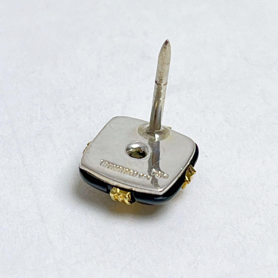 ティファニースクエア オニキスコンビピンブローチピンズ925 750