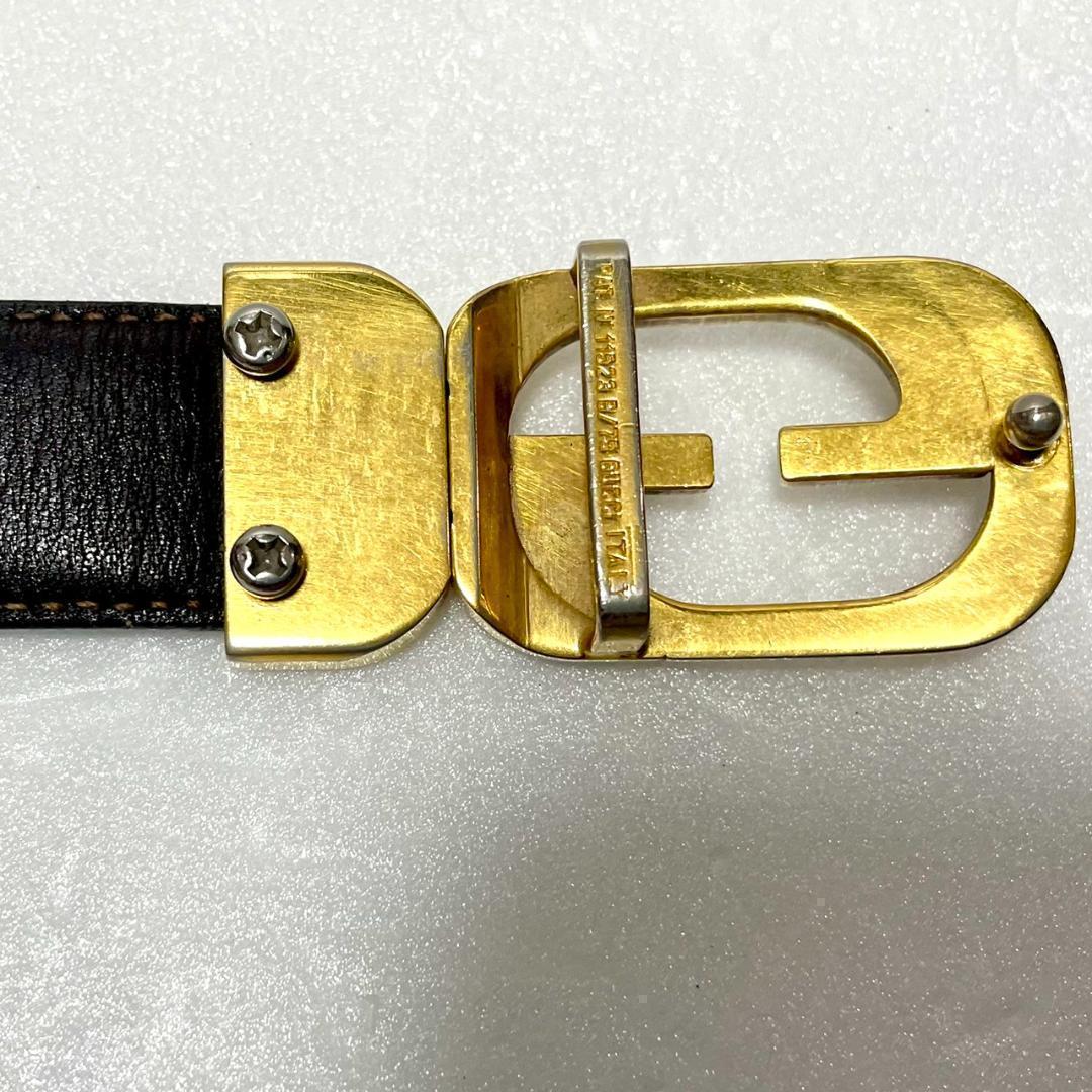 GUCCI グッチ インターロッキングG ベルト レザー 黒 ゴールド金具
