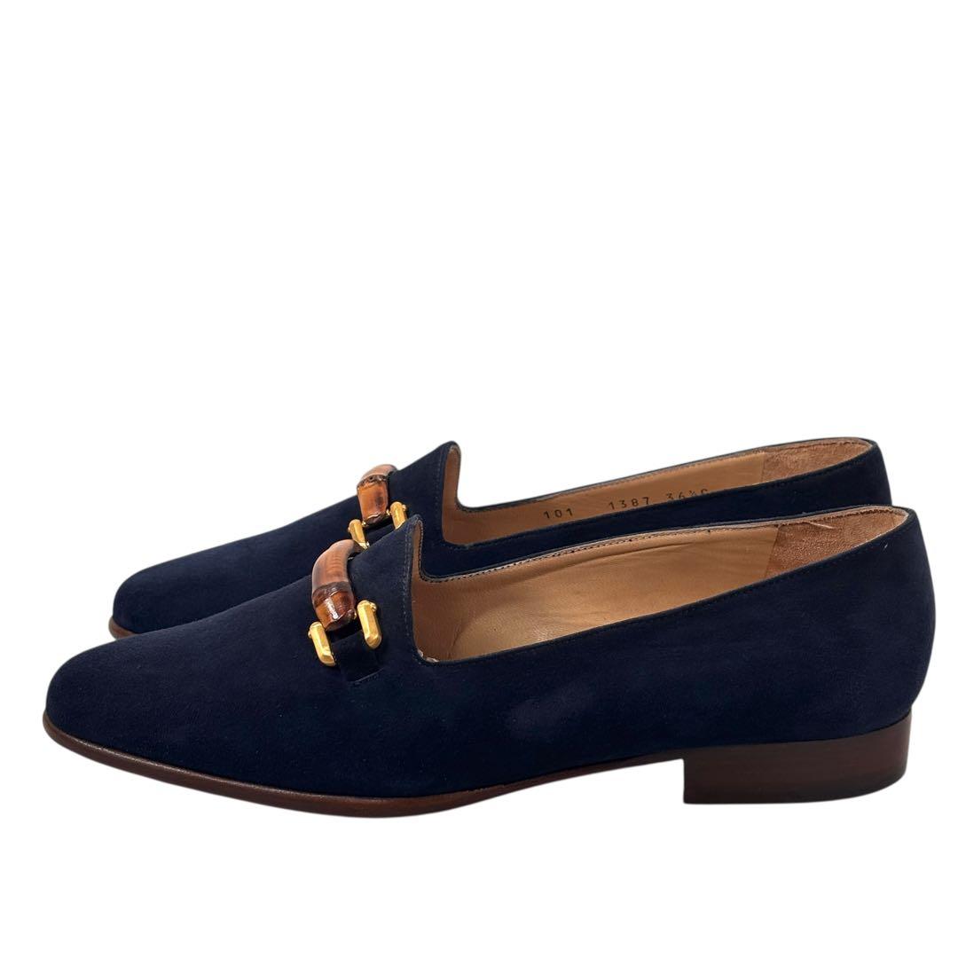 美品 グッチ GUCCI 36 1/2 23.5 スエード ローファー バンブー - メルカリ