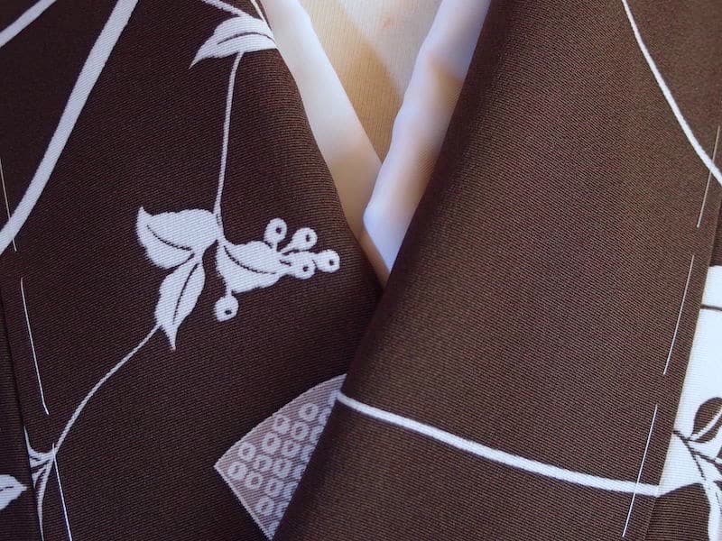 未使用 染め小紋（流れるような蔓葉文）裄68 正絹美品