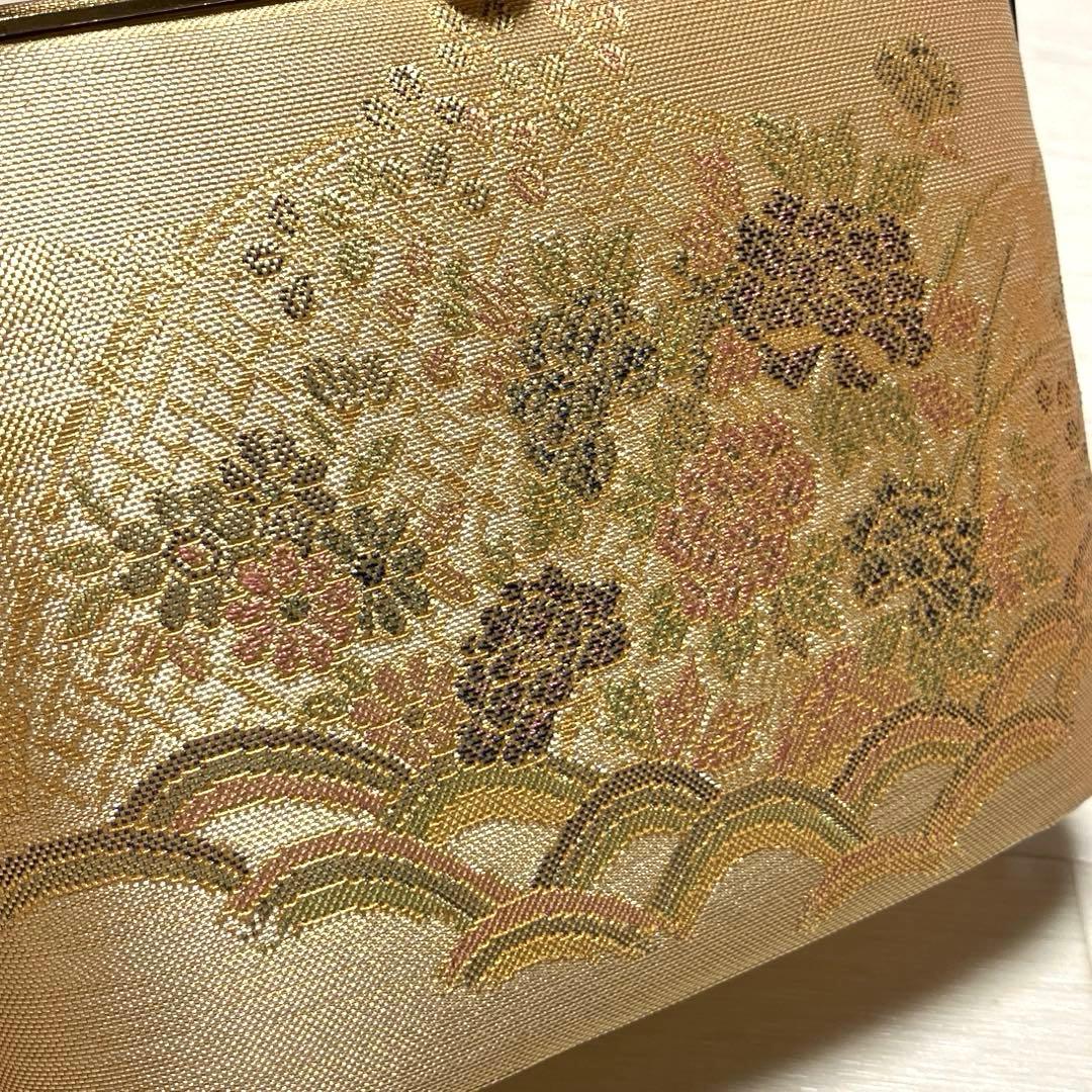 《美品》東京芝山　佐賀錦　草履バッグセット　ゴールド