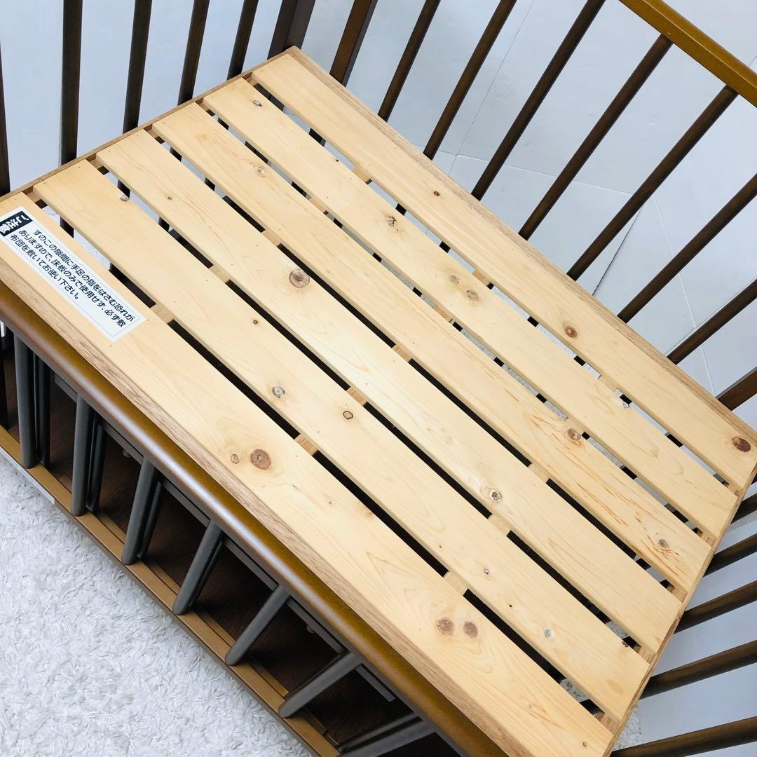 日本製 サワベビー ベビーベッド 木製 ブラウン ハイタイプ 澤田工業