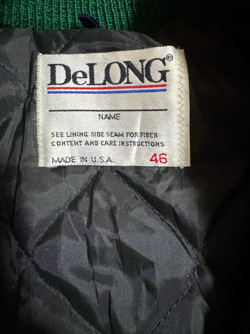 80s \"DeLONG\" デロング made in usa 緑色 スタジャン