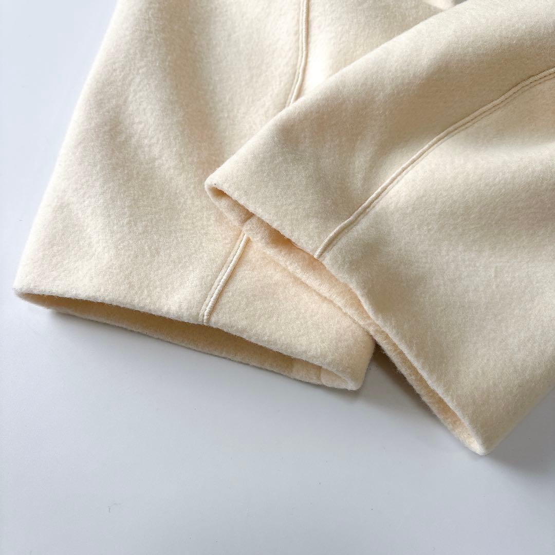 美品⁑セルフォード ノーカラーショートコート アイボリー 36 Aライン