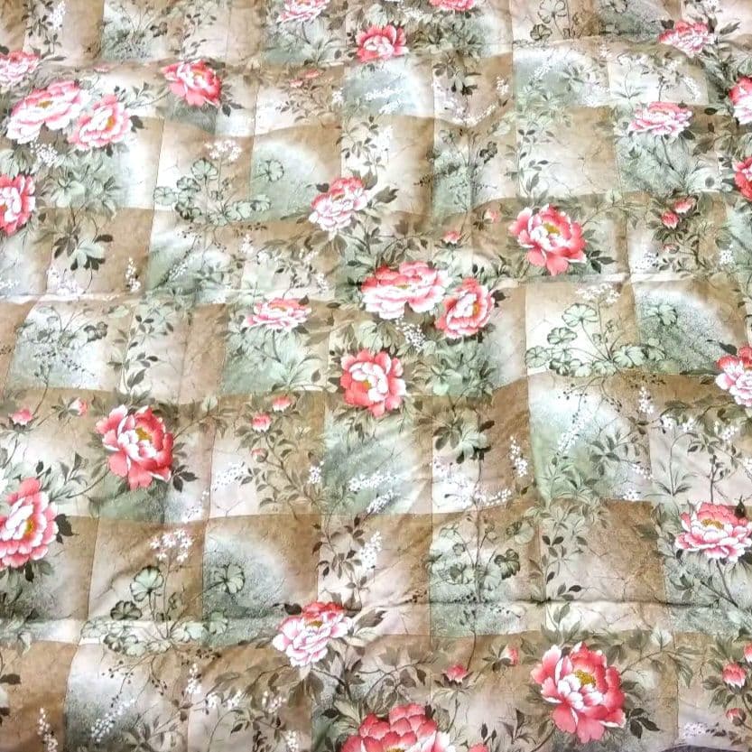 羽毛掛け布団 シングル 花柄 ピンク系 日本製 ダウン70% 1.3kg