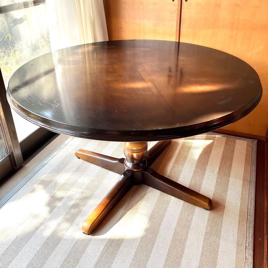 て23)飛騨産業 キツツキ 穂高 ダイニングテーブル ラウンドテーブル