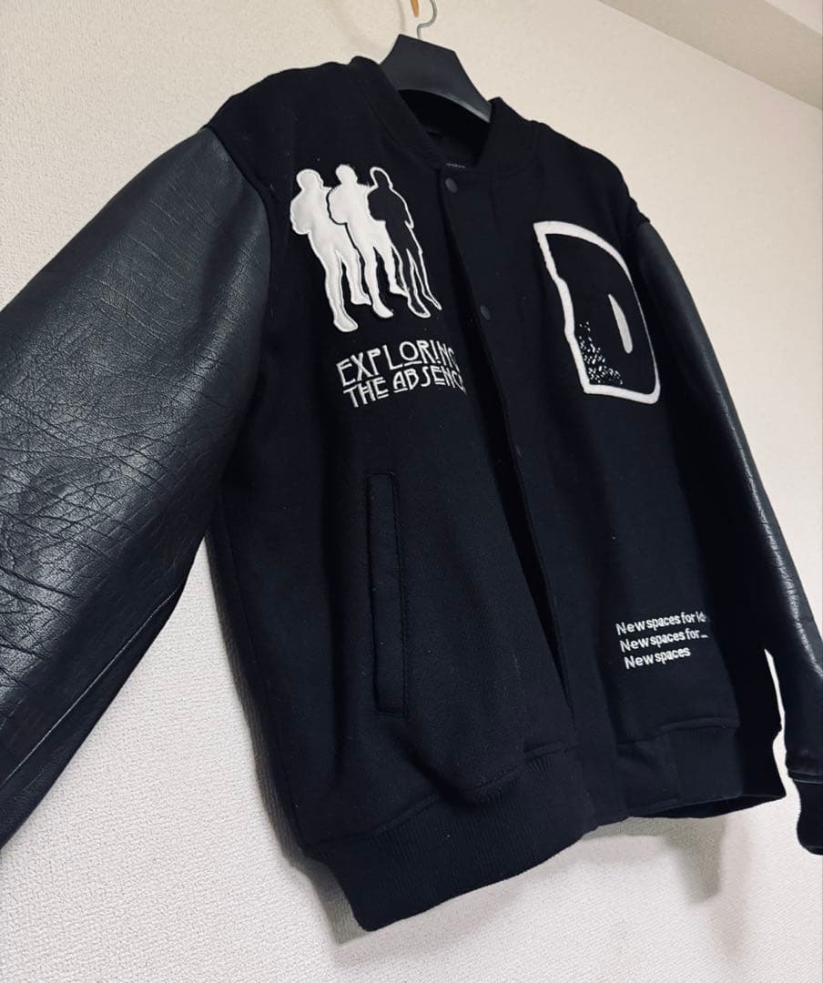 本革】ZARA ヴァーシティジャケット バッファローレザー L-XL 希少美品