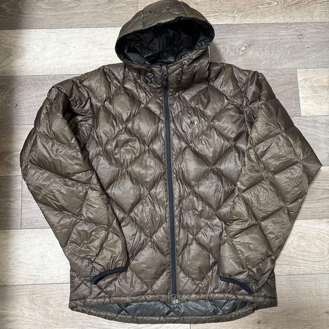 90s MOONSTONE フードグースダウン ダイヤキルティング ブラウン L