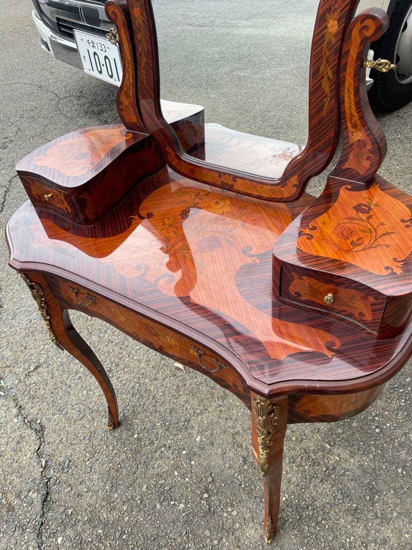 イタリア アンティーク 象嵌細工 ドレッサー 鏡台 デスク 鏡台 - メルカリ