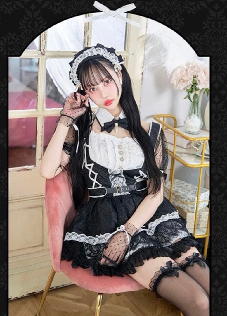 Malymoon マリームーン ダマスクジャガードロイヤルメイドドレス ブラック Malymoon マリームーン ダマスクジャガードロイヤルメイドドレス