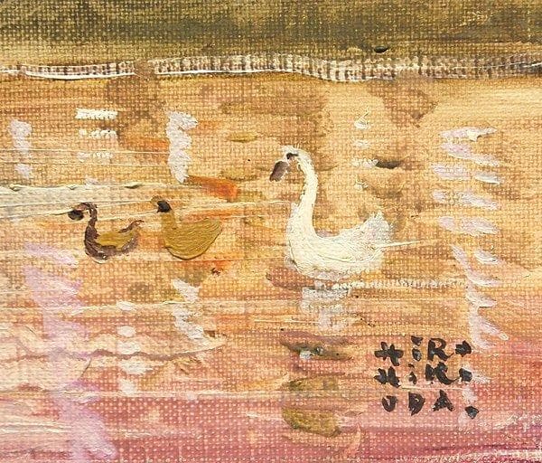 ◇織田広比古『水辺の散歩（ロワール）』油彩 4号◇検）織田広喜 宮永