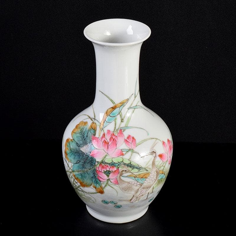 中国 乾隆年製款 粉彩 花鳥文瓶 花入 C 6925 - メルカリ