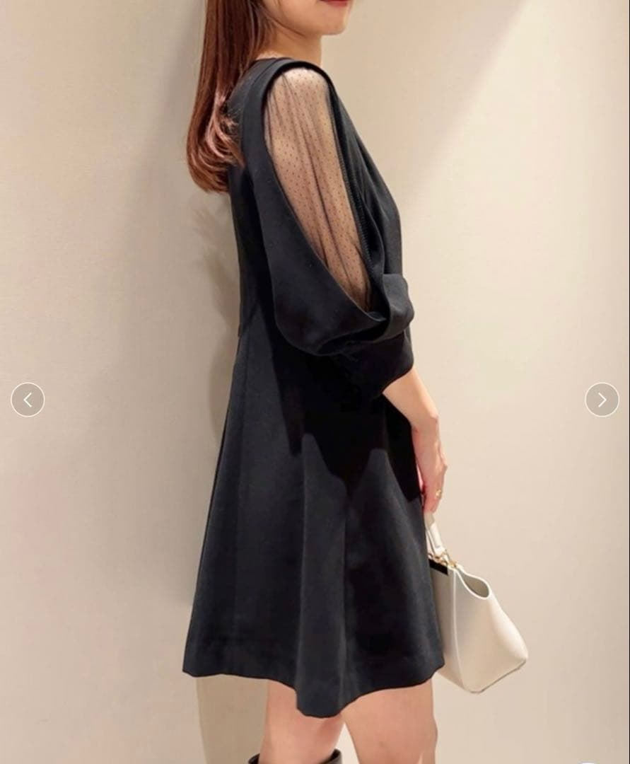 ゆう様 SNIDEL シアーショルダーミニワンピース ブラック - メルカリ