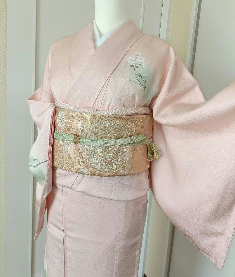 正絹訪問着（しつけ糸付き）　フルセット4点　卒業式　入学式　宮参り　七五三 人気の正絹訪問着レンタル、七五三や卒業式・入学式の母親着物 レンタル