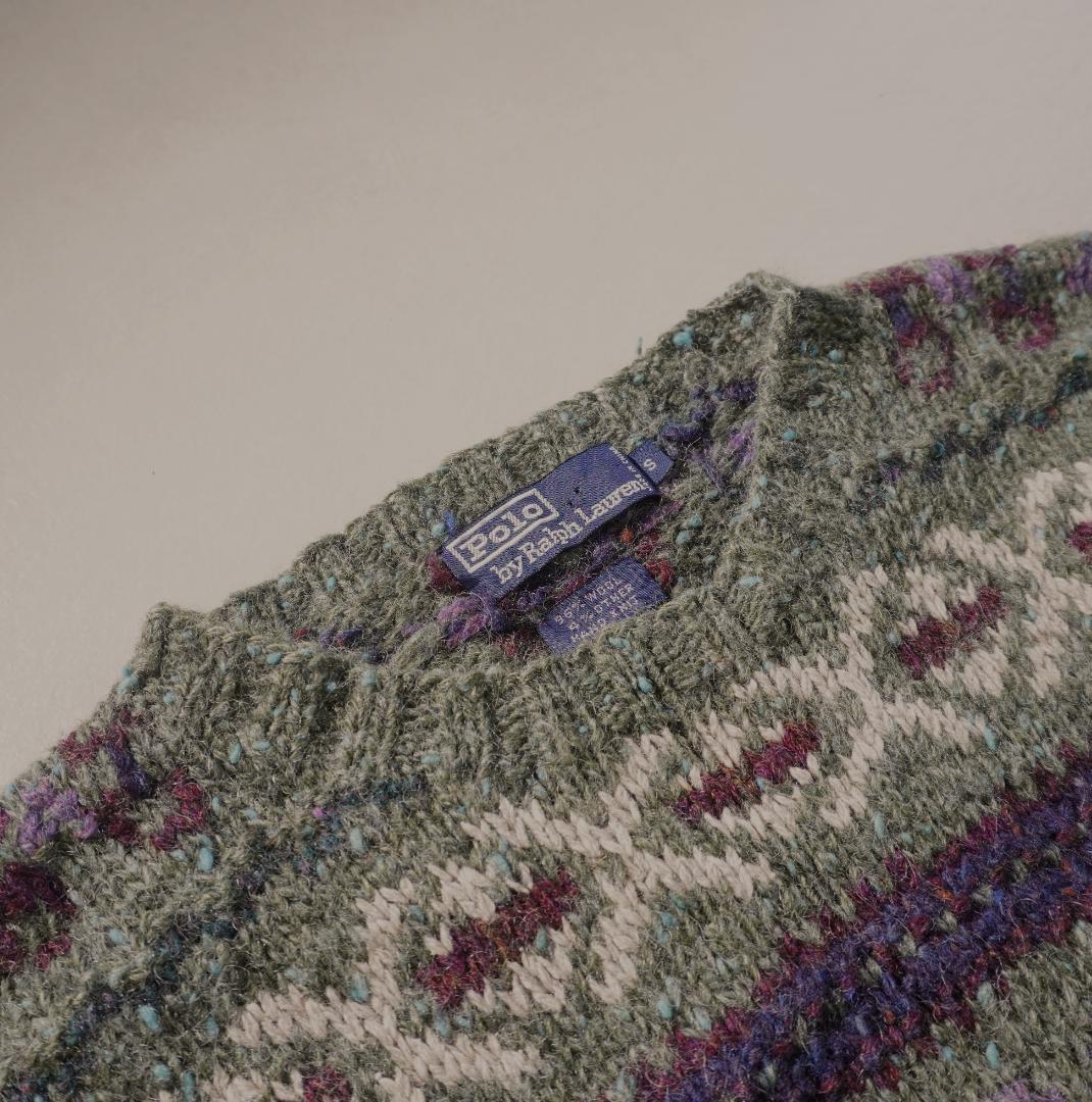 POLO by RalphLauren ノルディック柄ニット カーキ/CZ129 - メルカリ