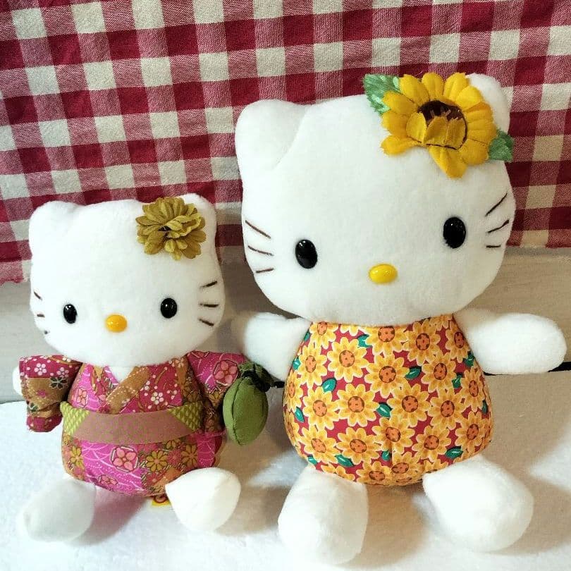 サンリオ ハローキティ ぬいぐるみ 着物 フラワー ひまわり レトロ