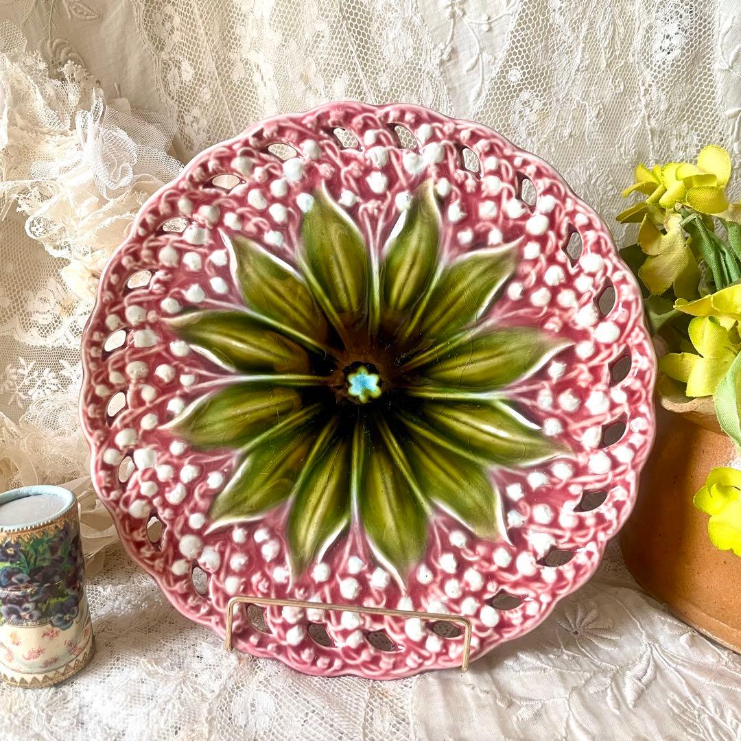 すずらんプレートピンク　ヴィレロイ＆ボッホ　バルボティーヌ検フランスアンティーク すずらんプレートピンク ヴィレロイ＆ボッホ バルボティーヌ検フランス