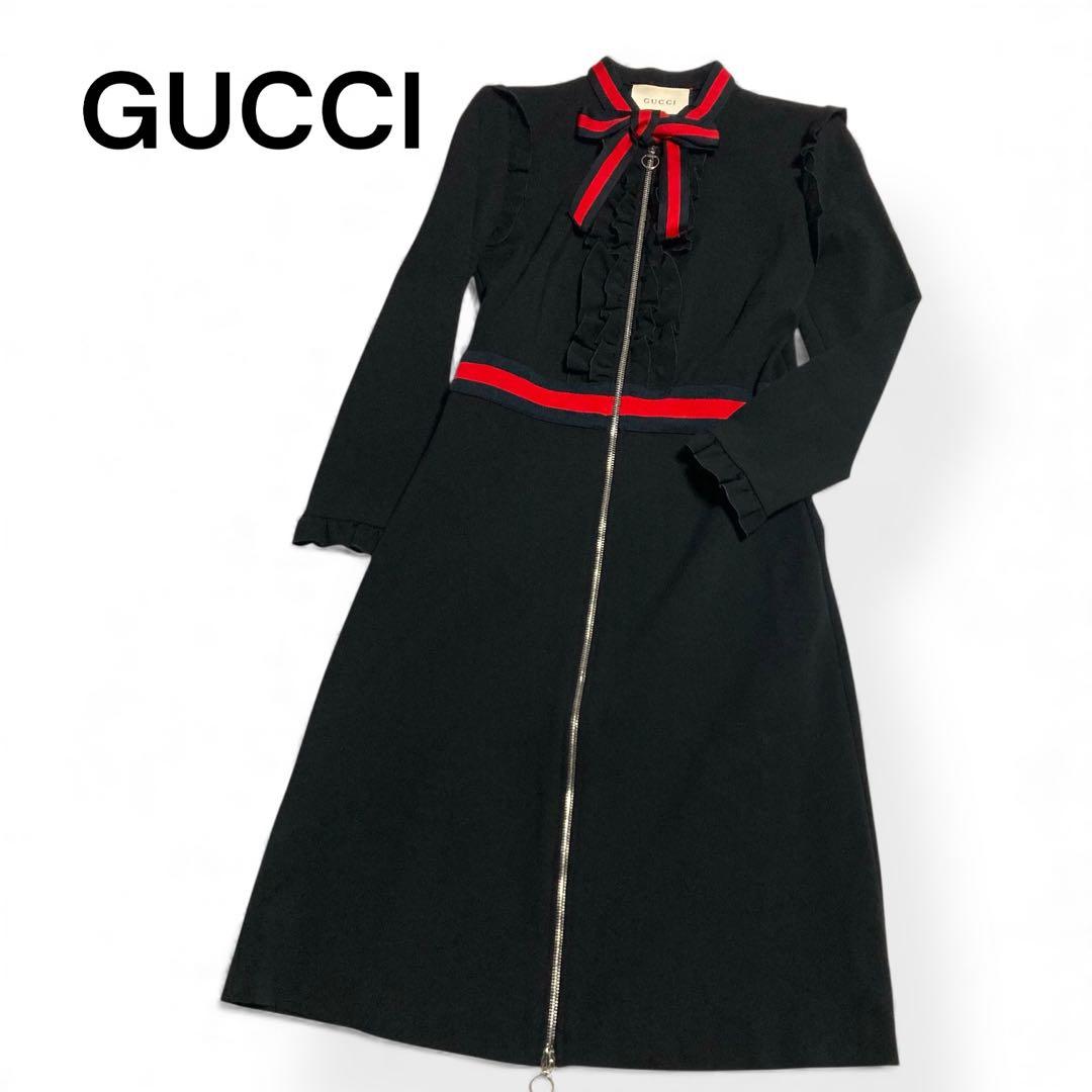 現行タグ★GUCCI グッチ ジャージーワンピース シェリーライン ボウタイ L GUCCI / グッチ / シェリーライン / グリーン / ヴィンテージ腕時計