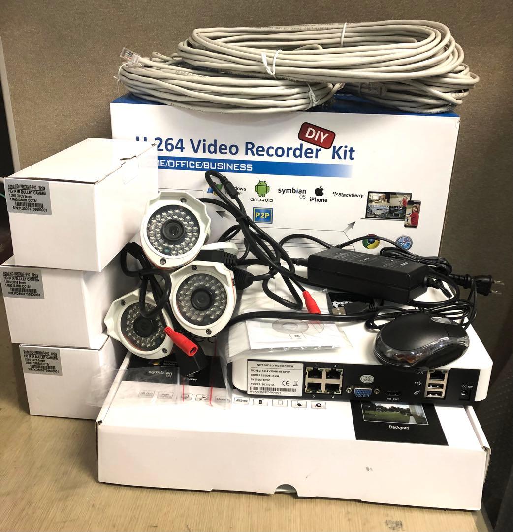 POE 防犯カメラ3台 と録画機 NVR セット 2TB HDD付 防犯カメラ 屋内屋外 243万画素 IP低価格 1〜4台セット