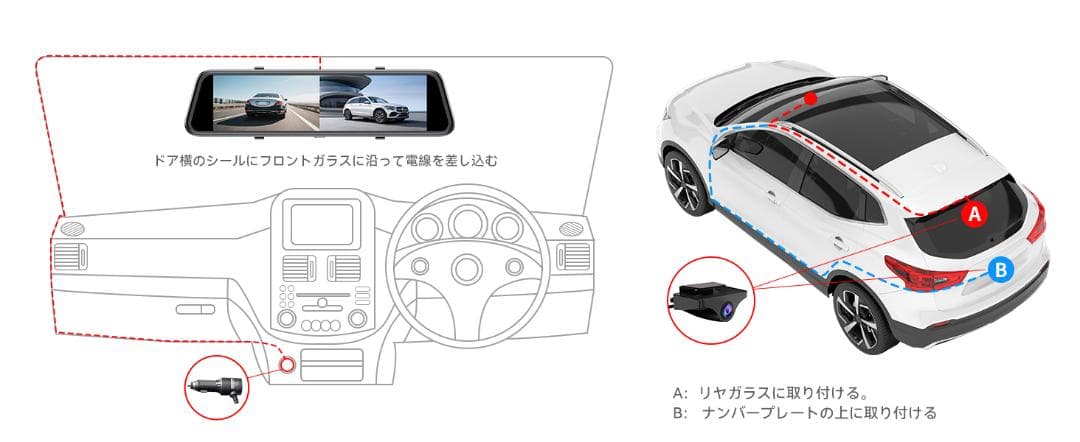 最新 ドライブレコーダー ミラー型 12インチ 2.5K デジタルインナーミラー