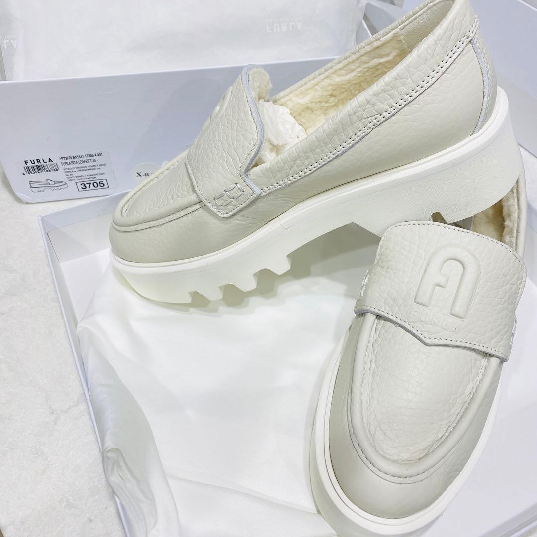 フルラ FURLA 24.5cm ブーツ レディース ローファー 白 - メルカリ