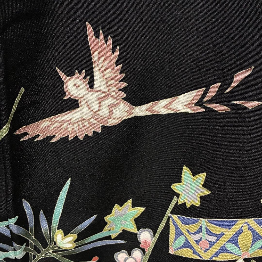 D96黒留袖 本加賀友禅 魚津誠 落款 正絹 着物 袷 しつけ糸付き未使用極