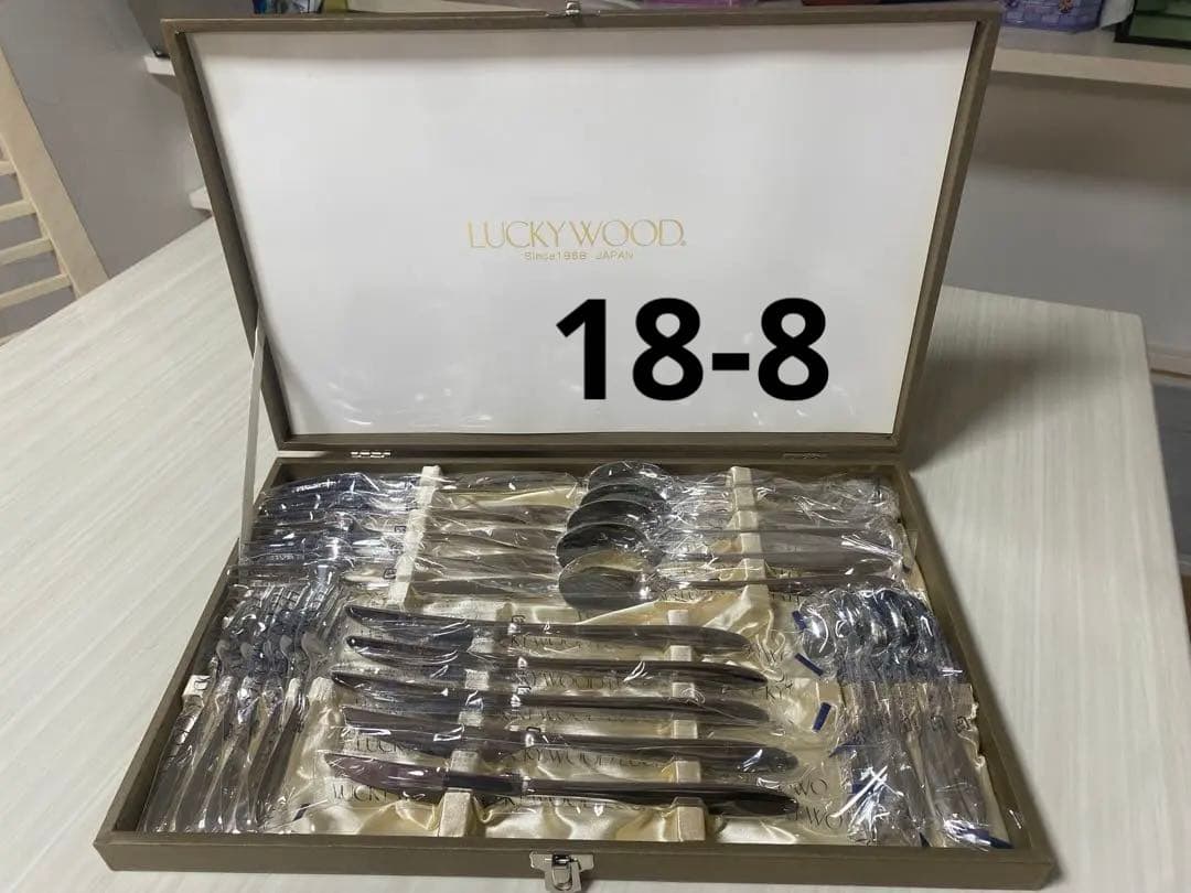 ガーコ箱無し　LUCKYWOOD カトラリーセット 25本セット　18-8 LUCKY WOOD（ラッキーウッド） カトラリーセット ナイフ フォーク