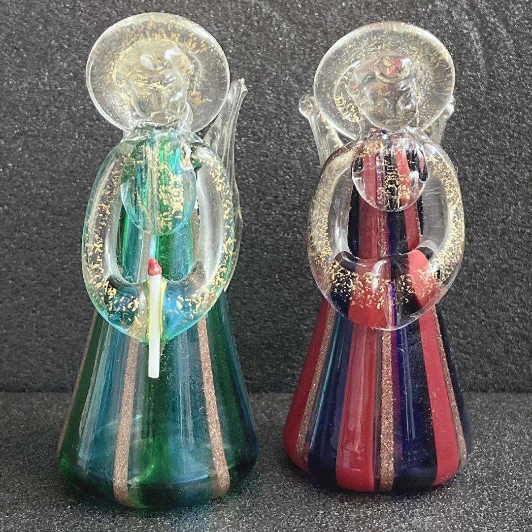 ムラーノガラス ベネチアンガラス エンジェル 2体 ムラーノガラス（ベネチアングラス）「天使の灯」ブルー／ムリーネ – chisa