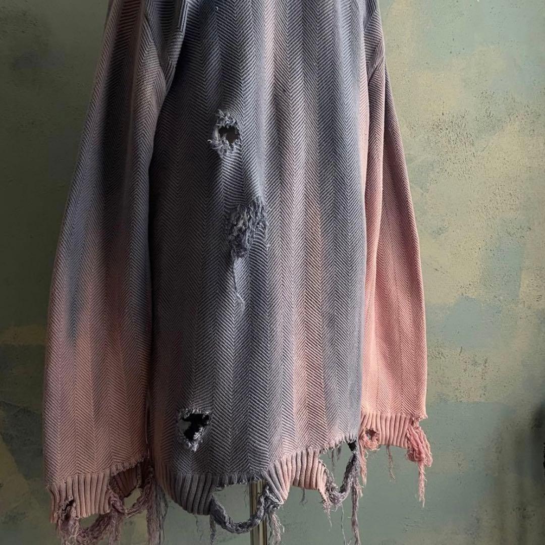 90's “chaps “ゆるダボ”フェード“broken boro knit