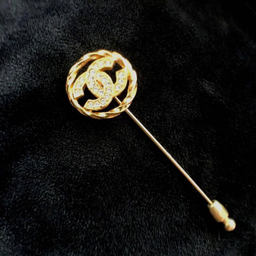 CHANEL ヴィンテージ シャネル ピンブローチ ラインストーン ココ