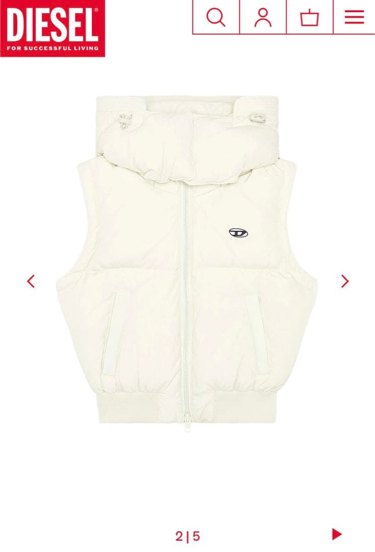 diesel ダウンベスト 白 - メルカリ