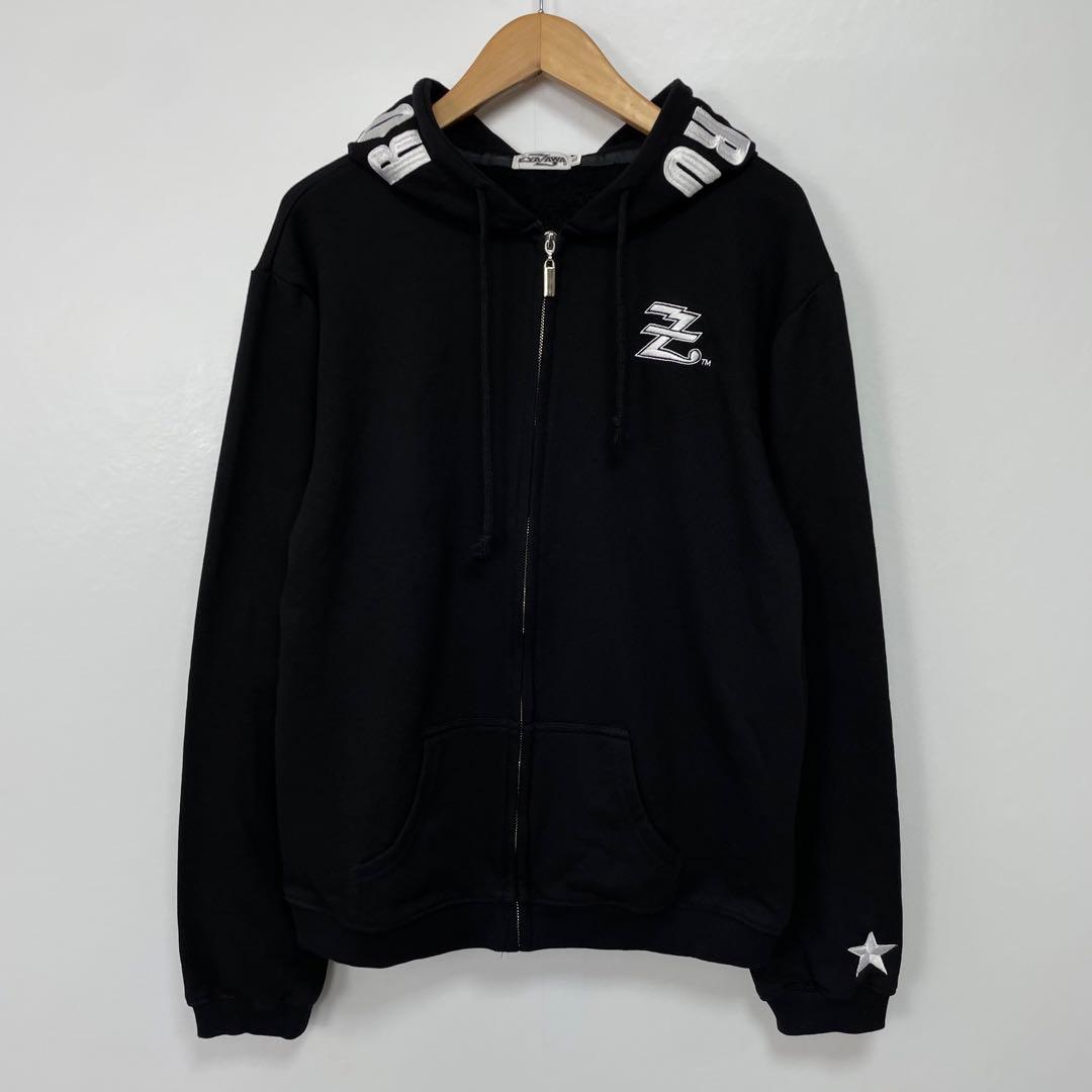 矢沢永吉 E.YAZAWA 刺繍 星 スウェット ジップアップパーカー ブラック