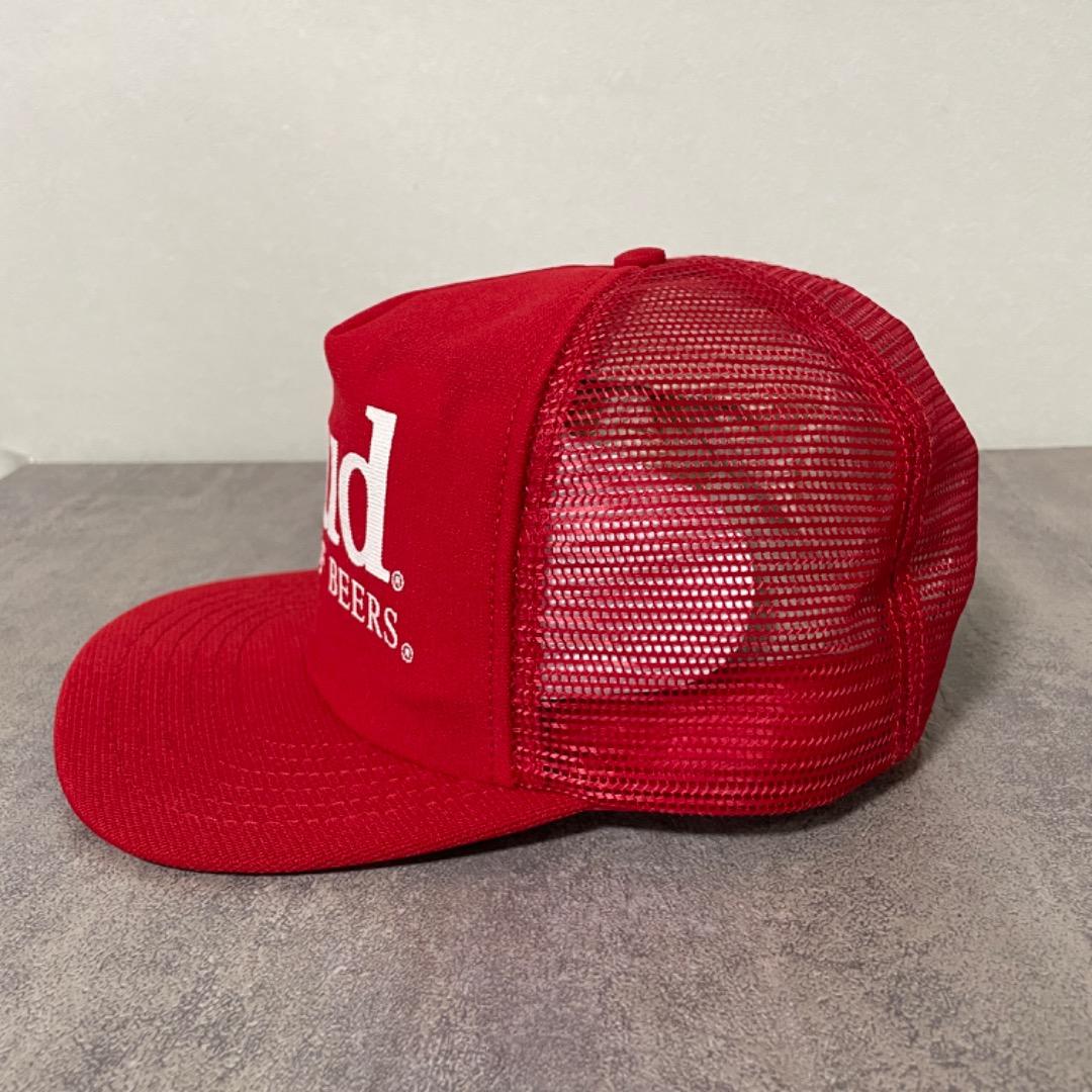 バドワイザー 帽子 メッシュ キャップ 90s USA製 プリント赤 15432