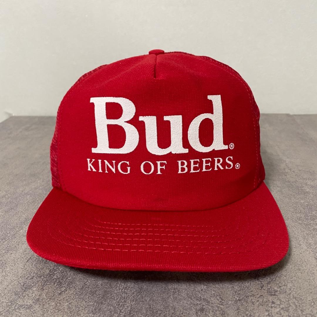 バドワイザー 帽子 メッシュ キャップ 90s USA製 プリント赤 15432