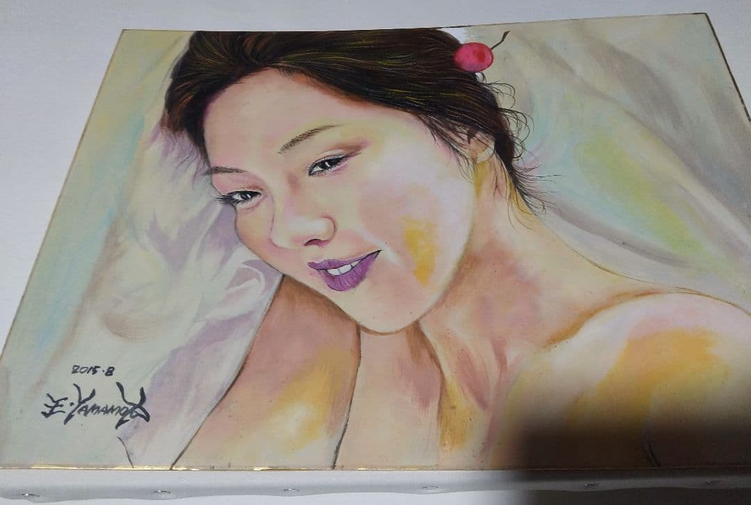 裸婦、美人画、油彩、4号、芸子、山本英二、真作、肉筆、高塚省吾