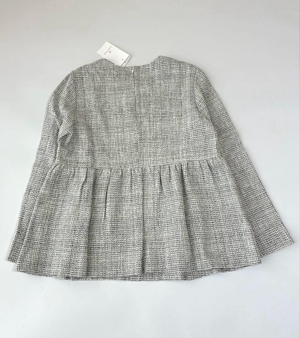 タグ付未使用 ミックスツイード バックペプラムブラウス Aライン