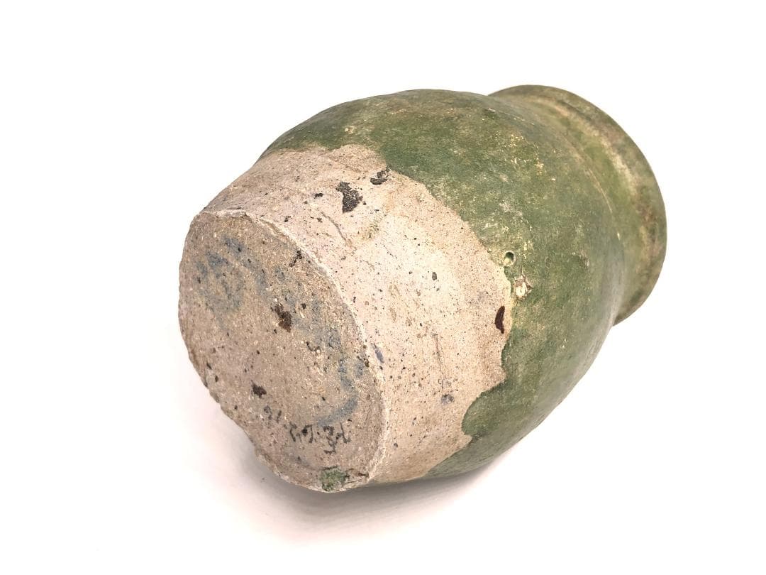 漢代緑釉小壺 】出土文物注記有桐箱付